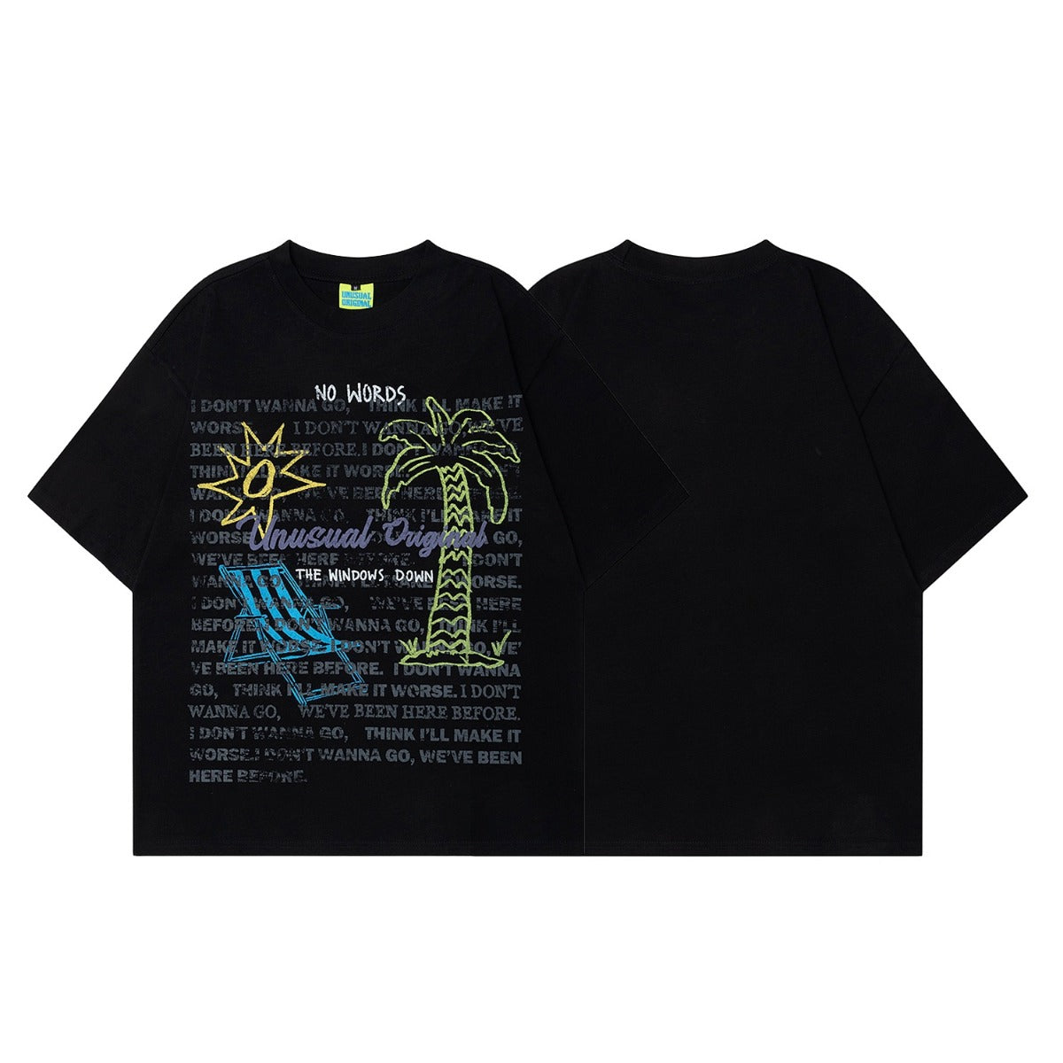 90s West Coast Hip Hop Fashion T Shirts Summer Seaside Vacation Creative Graffiti Printed Loose Short Sleeve T-Shirt
