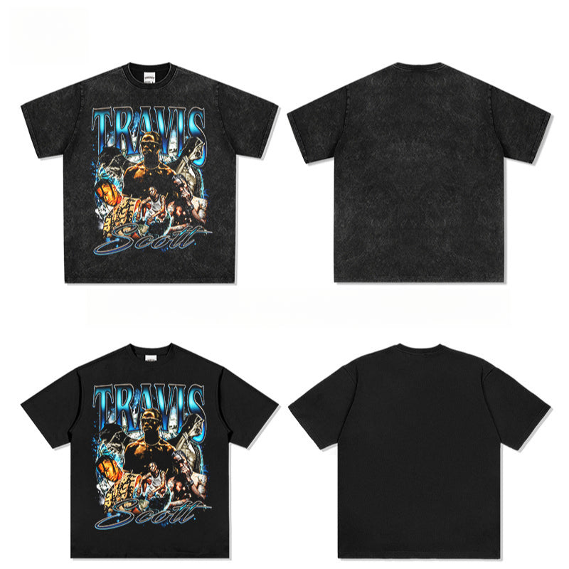 New york hip hop shop vintage hip hop scott ts print short sleeve t-shirt