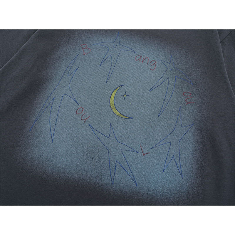 US drip outfits Summer Vintage Star Casual Loose Short Sleeve T-Shirts