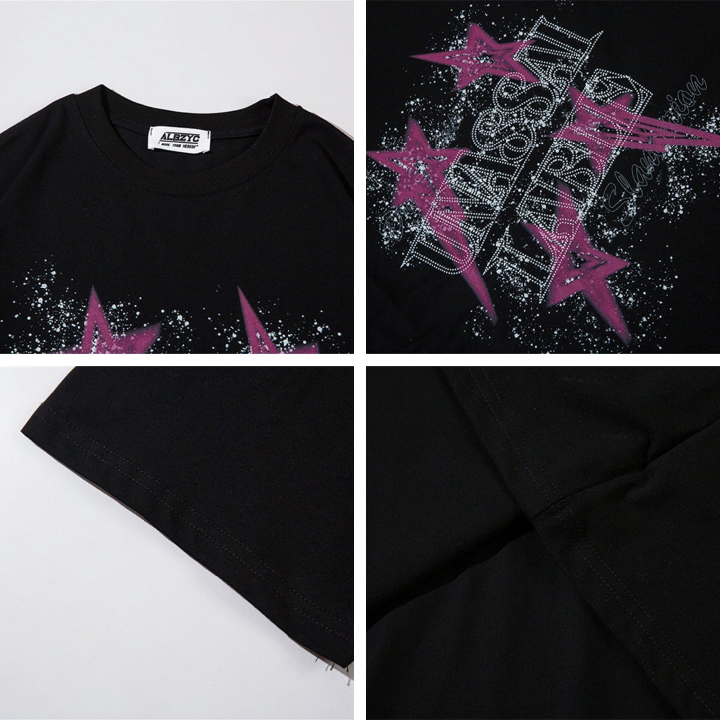 USA Vintage T-Shirt Hot Diamond Letter Male Summer