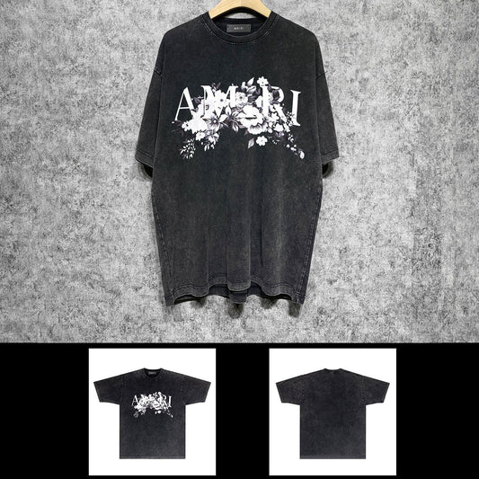 Amiri washed t-shirt colorless floral short sleeves