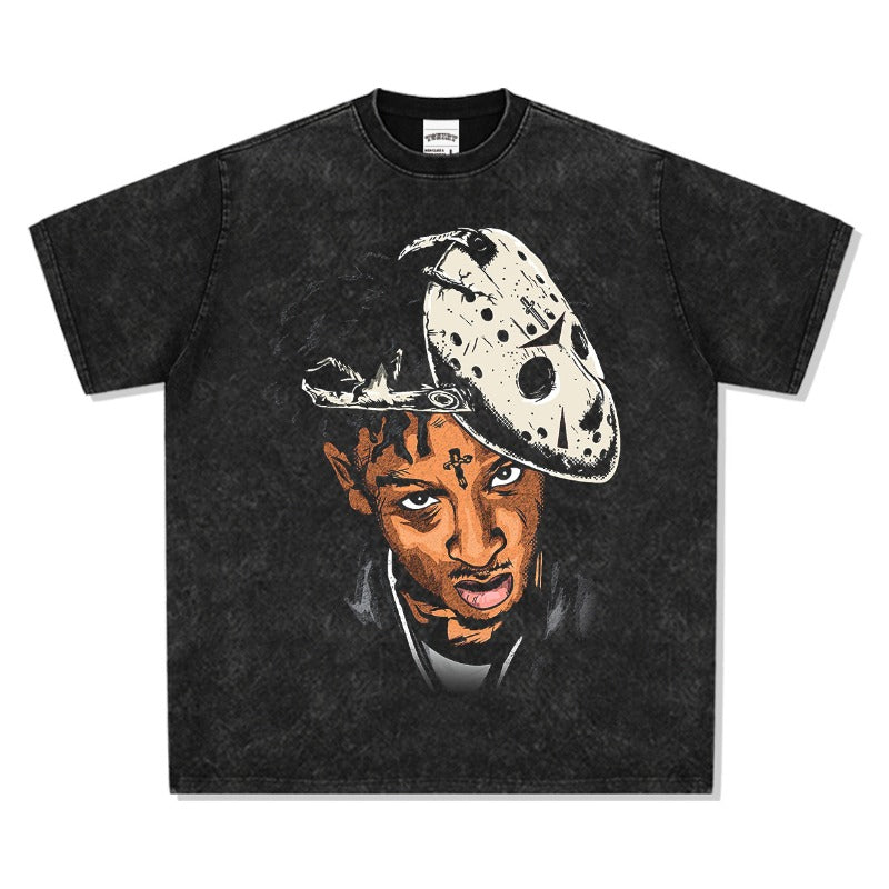 New york hip hop shop vintage 21 savage print short sleeve t-shirt
