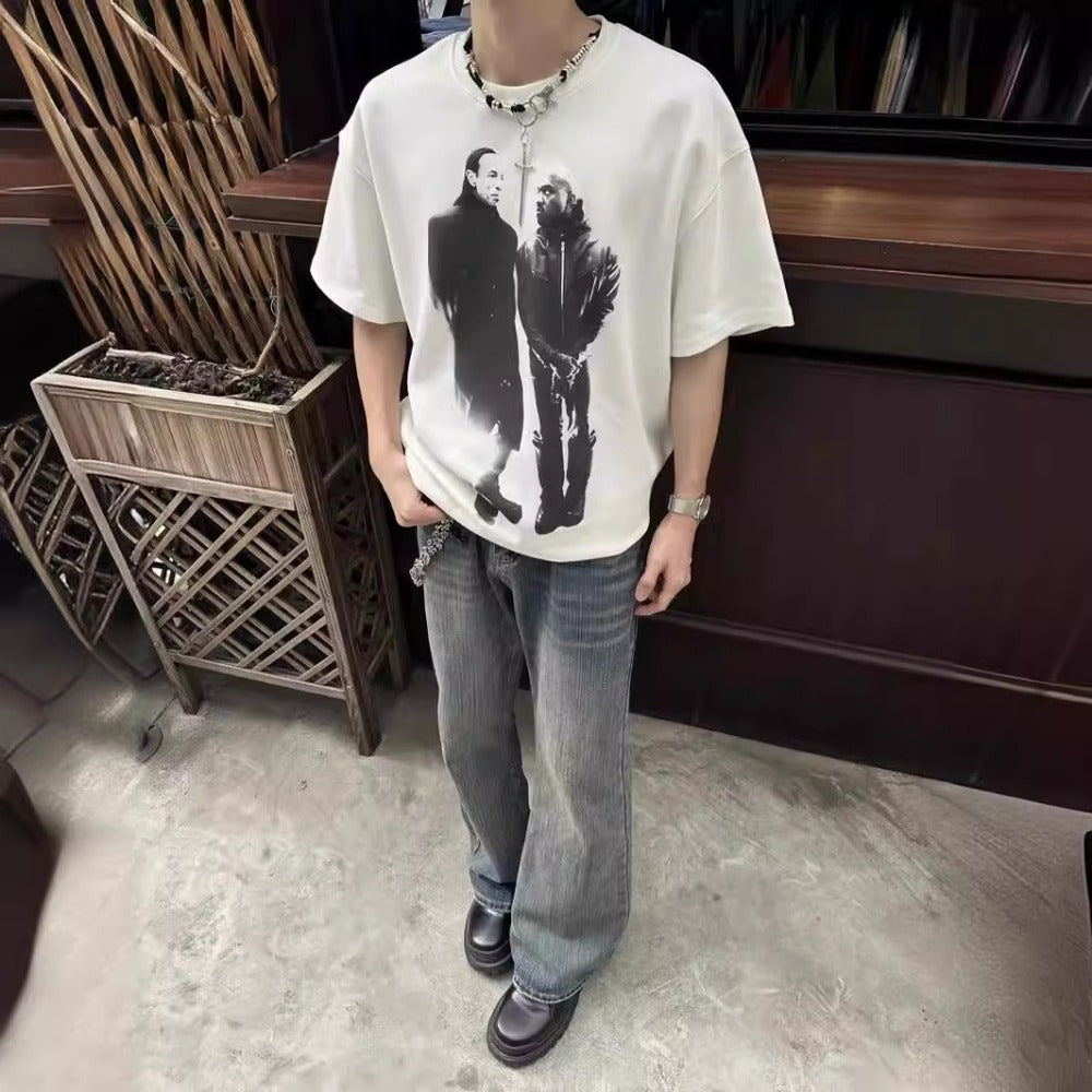 Streetwear Eua t shirt 24SS summer cotton cleanfit digital print spoof portrait short sleeve t-shirt