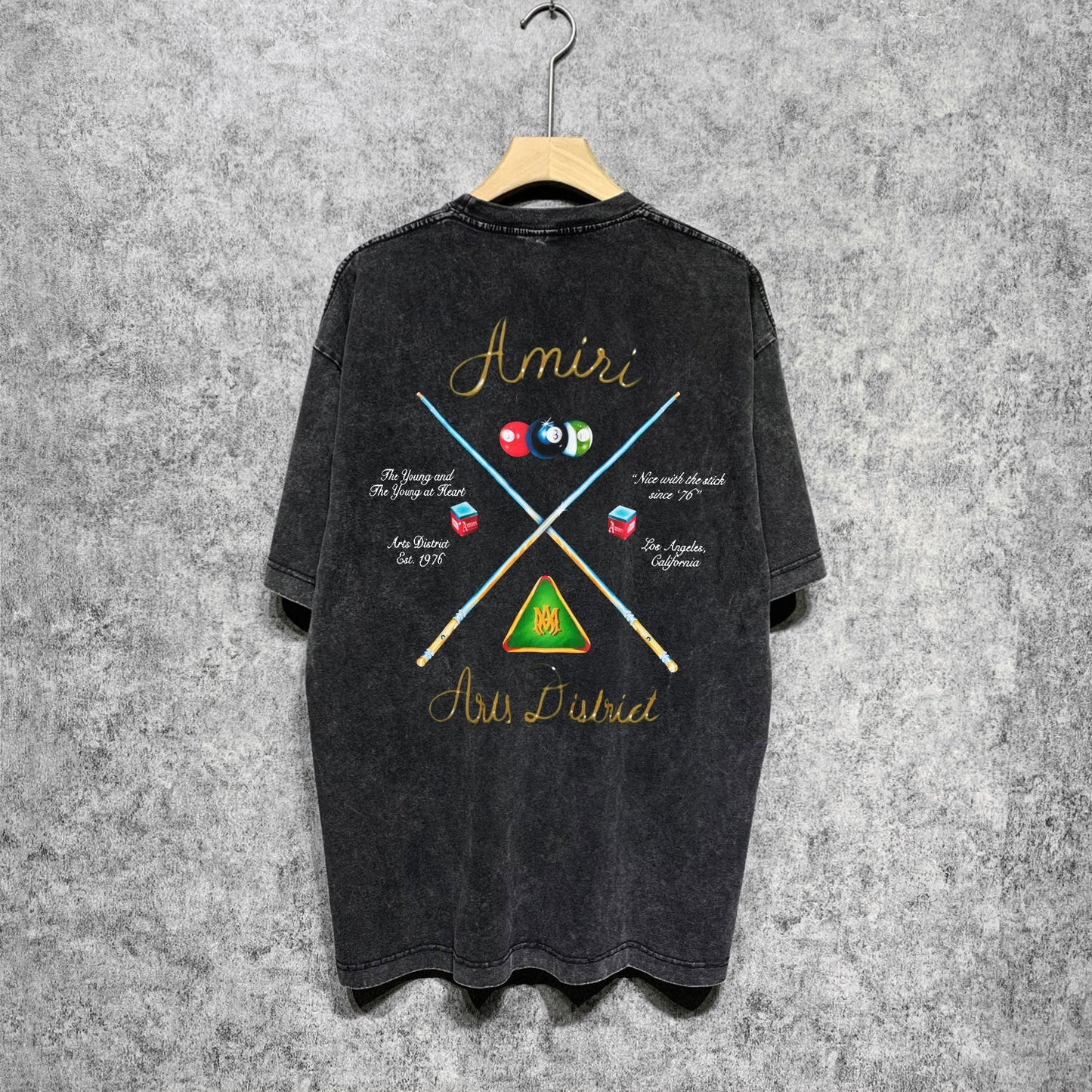 Amiri washed t-shirt billiard cue short sleeve