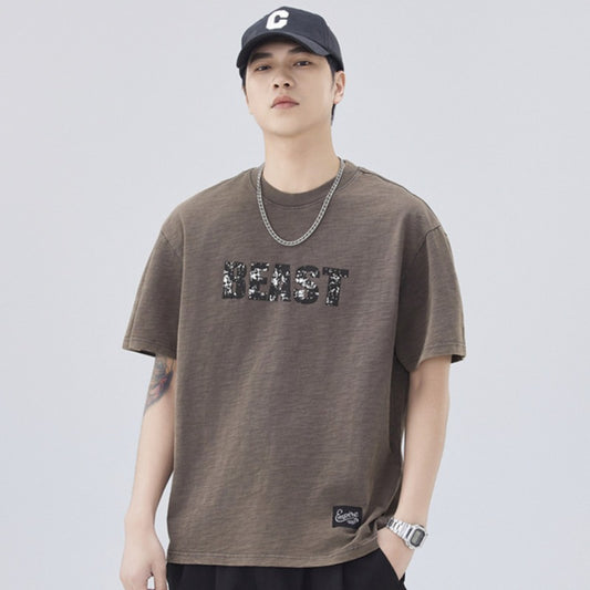 Men T-shirts Summer Short Sleeve Printed Loose Top