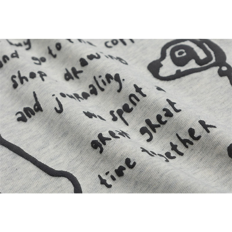 US drip outfits Summer Vintage Alphabet Doggy Print Casual Loose Short Sleeve T-Shirts