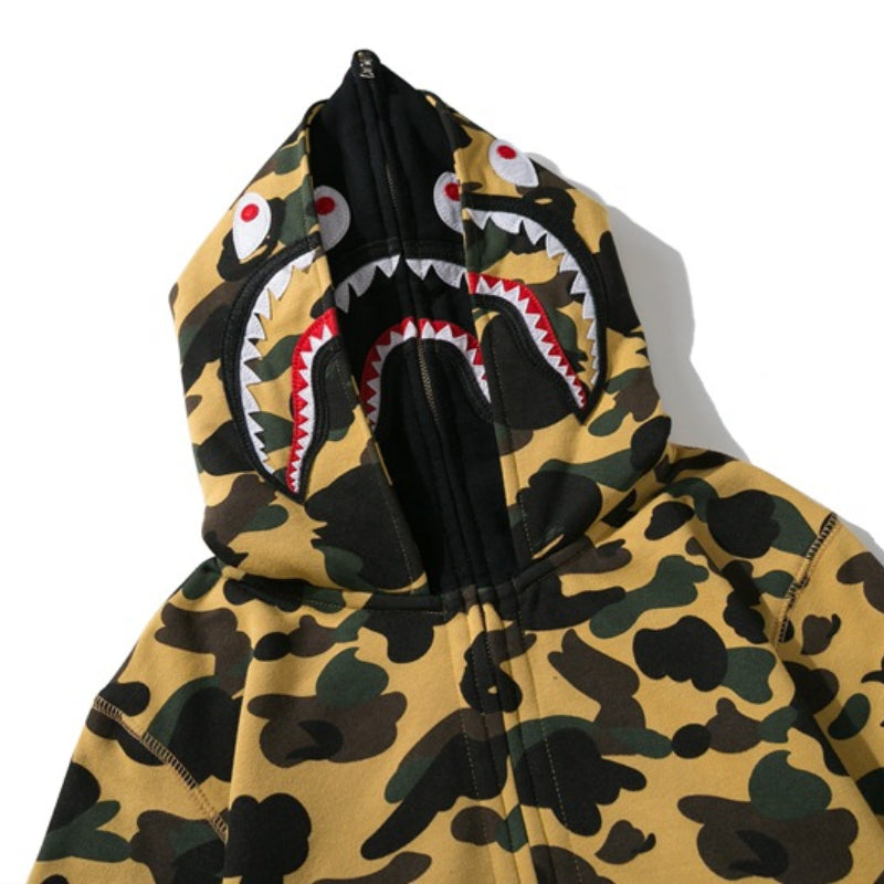 Ape Hoodie Shark Under the Stars Hooded Cardigan Zip Double Hat Camo Sweater Jacket