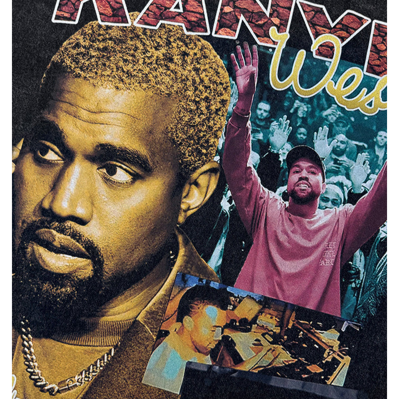 Cool t rapper vintage hip hop kanye west print short sleeve t-shirt