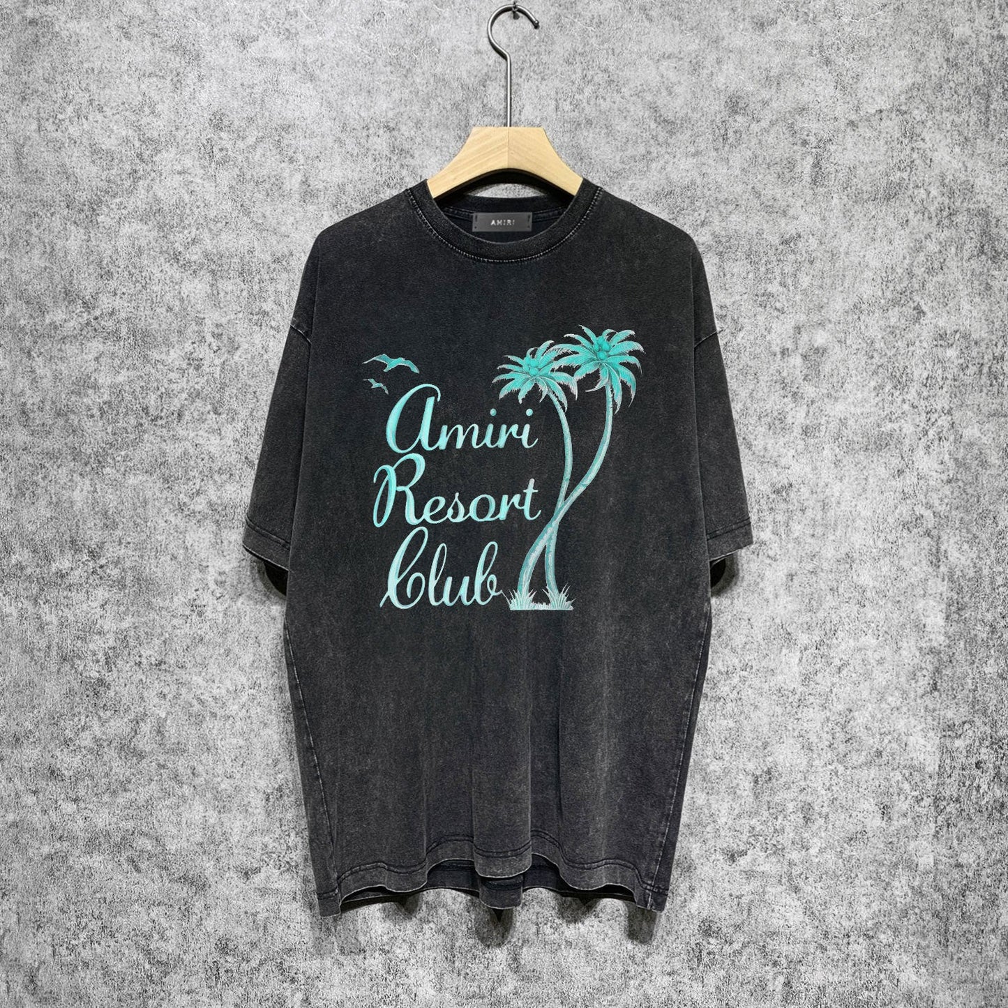 Amiri washed t-shirt coconut bird printing short sleeve
