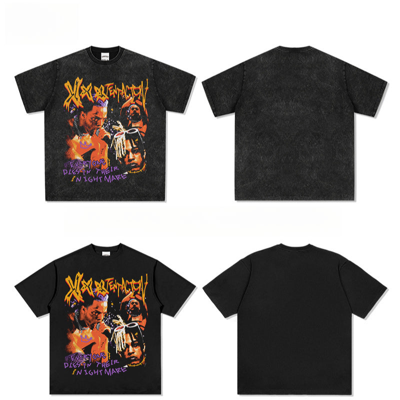 Streetwear masculino vintage XXX Tentacion print short sleeve t-shirt vintage