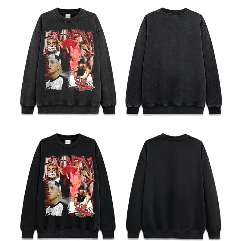 Marcas streetwear usa vintage Eminem print, crew neck sweater