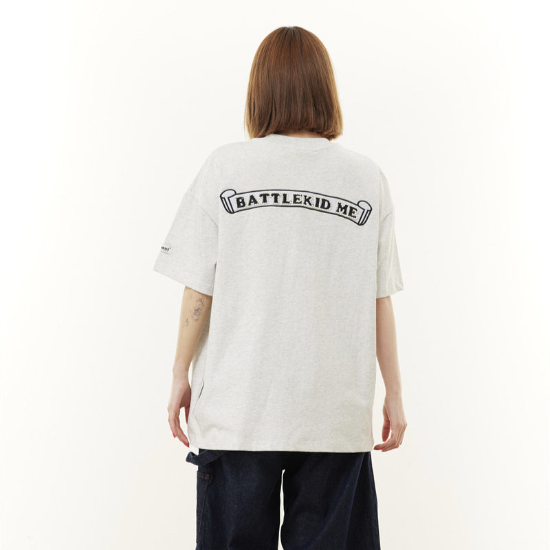 Hip Hop Shirts For Boys Embroidered Short Sleeve T-Shirt Summer Vintage Loose Top