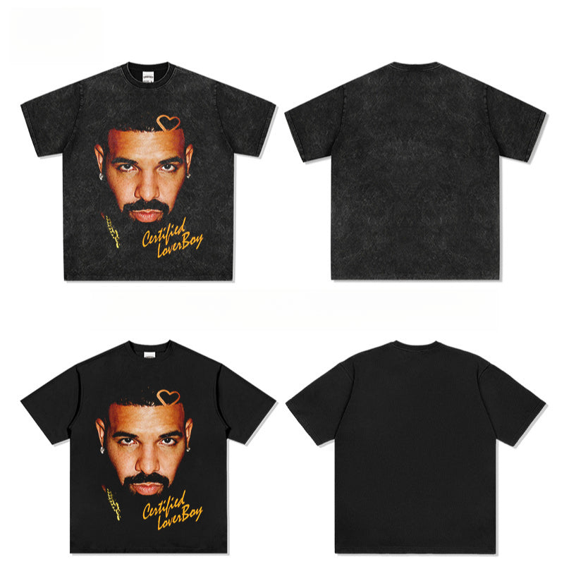 Outfit streetwear vintage drake Drake hip hop print short sleeve t-shirt