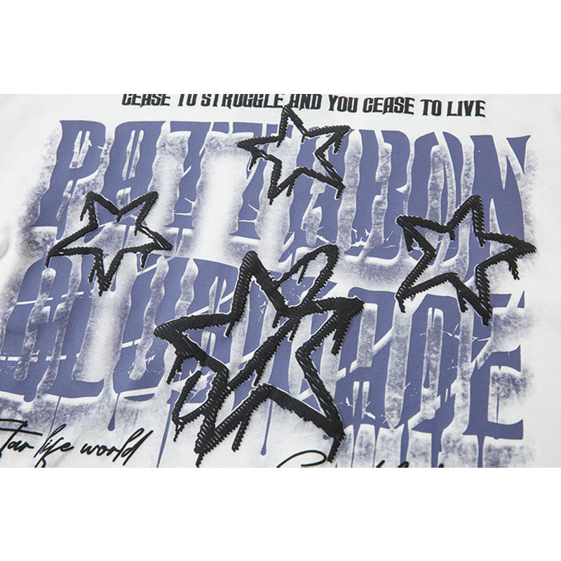 Marcas De Streetwear Pentagram Necklace Letter Print Long Sleeve T-Shirt
