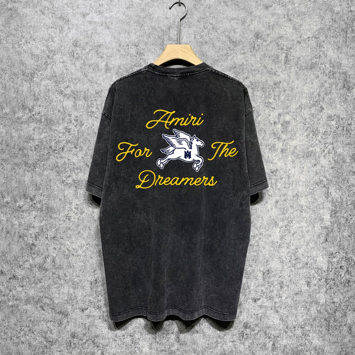 Amiri washed t-shirt yellow pegasus short sleeve