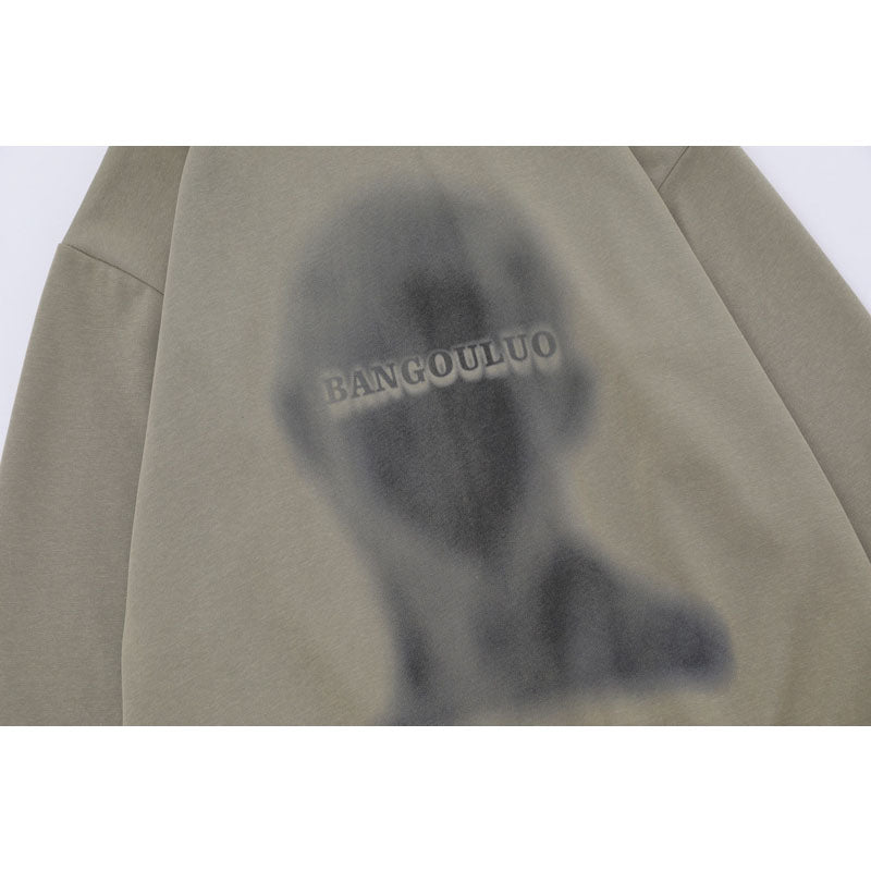 Streetwear Hoodie Vintage Portrait Print Hooded Sweater Hip Hop Jacket