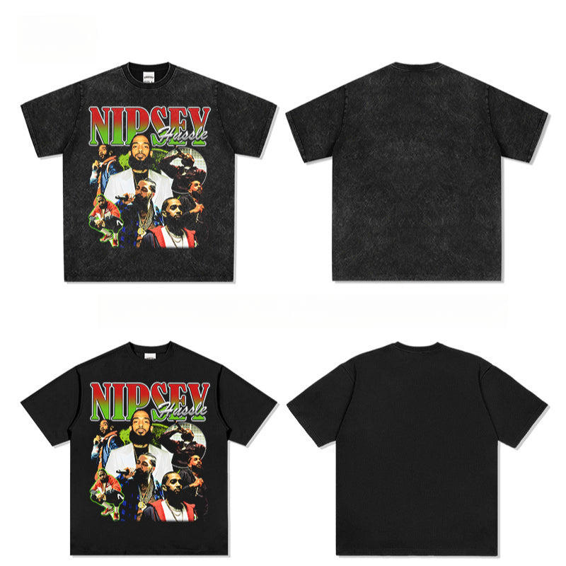 Marcas streetwear usa vintage Nipsey print short sleeve t-shirt
