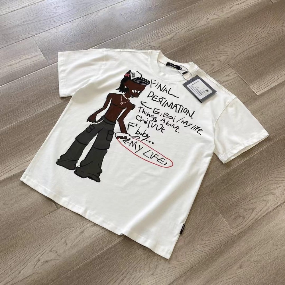 Streetwear Eua t shirt cotton cyberpunk print summer loose vintage couple top