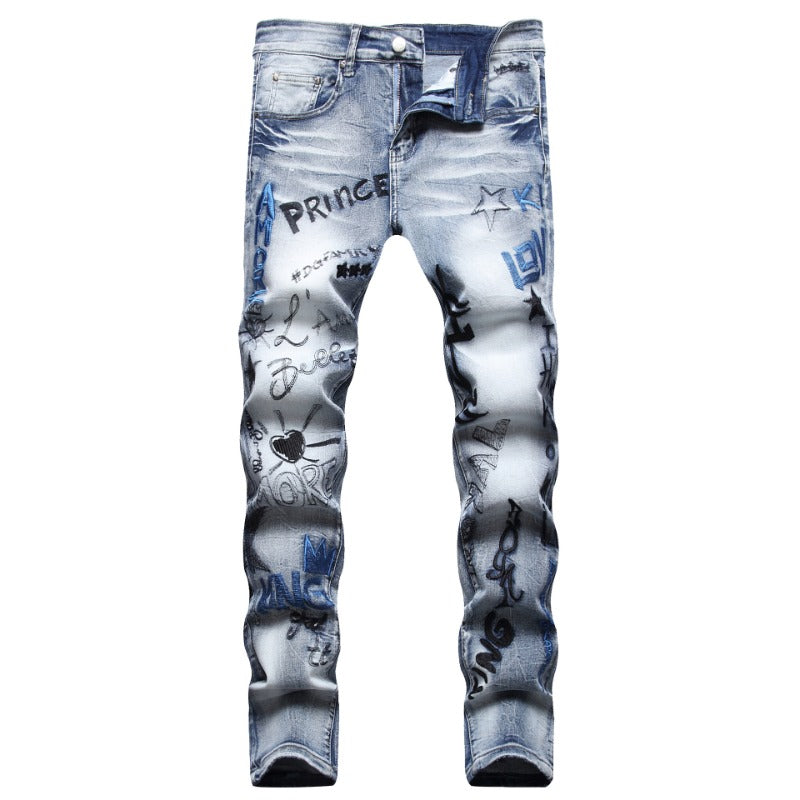 1990 Fashion Jeans Embroidered Straight Jeans